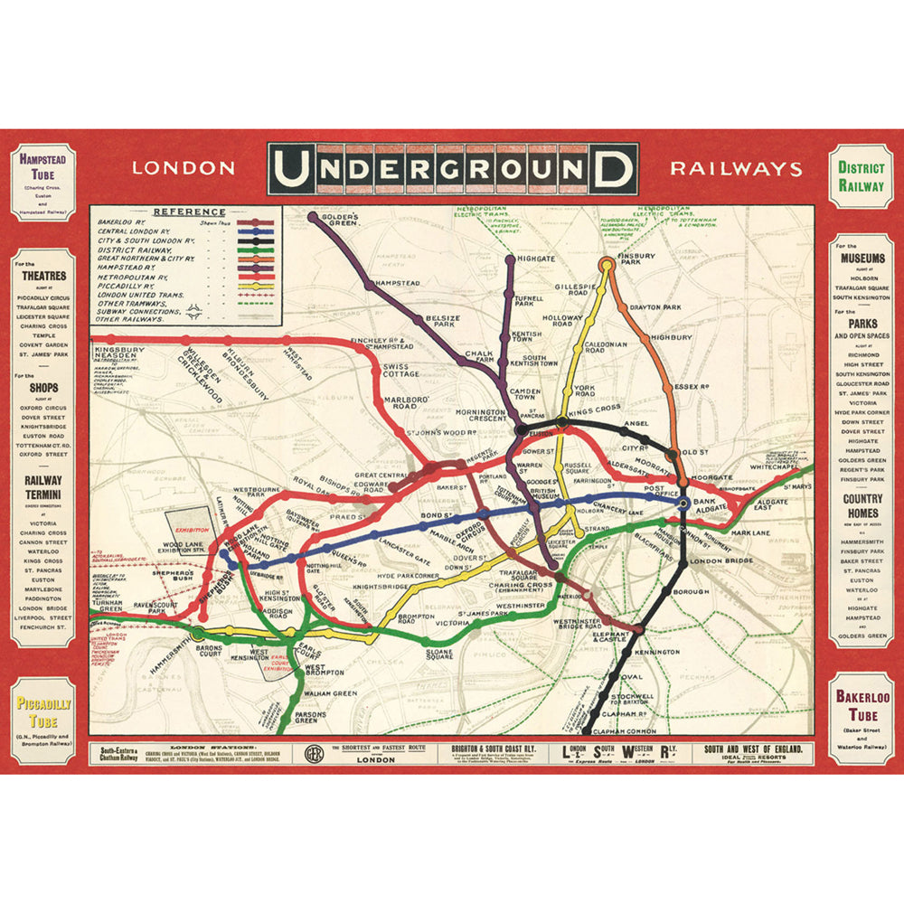 3PK Cavallini Paper Poster Prints/Gift Wrap 70x50cm - London Underground