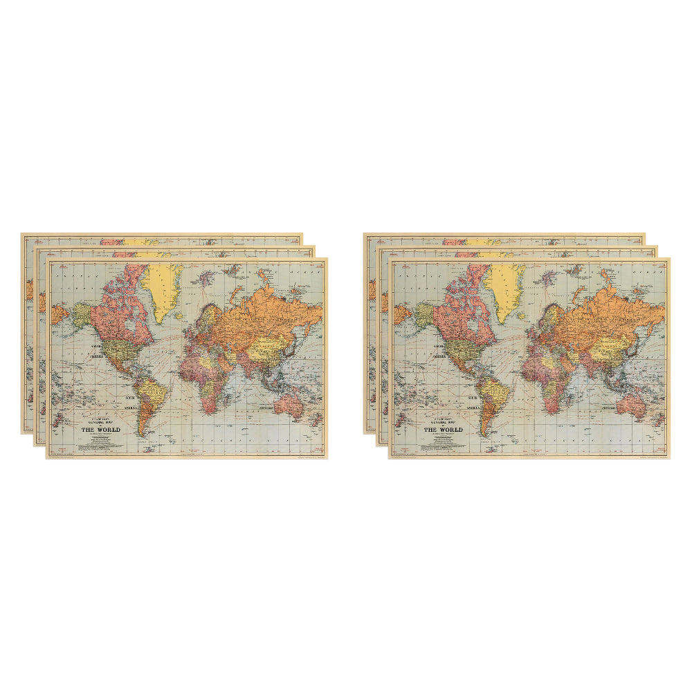 6PK Cavallini Paper Poster Prints/Gift Wrap 70x50cm - Map World