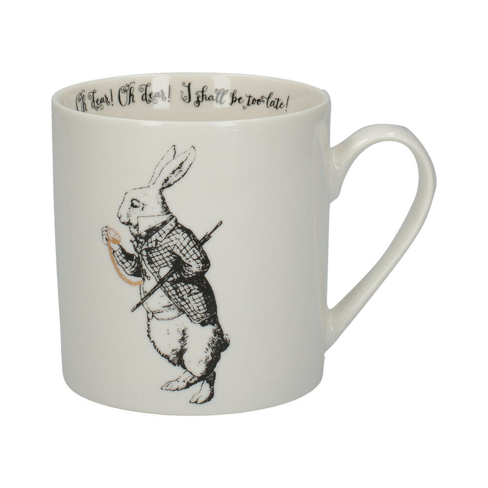 2PK Mikasa x V & A Alice In Wonderland Coffee Drinking Mug White Rabbit 350mL