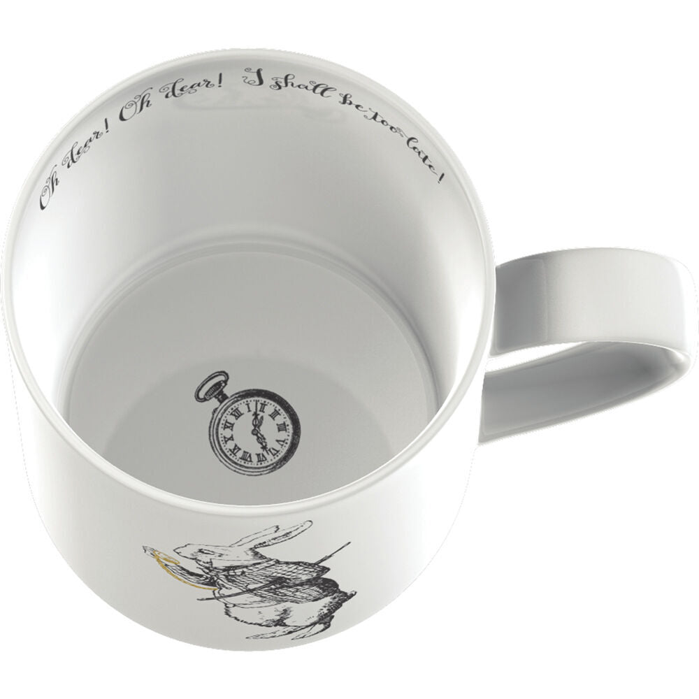 2PK Mikasa x V & A Alice In Wonderland Coffee Drinking Mug White Rabbit 350mL