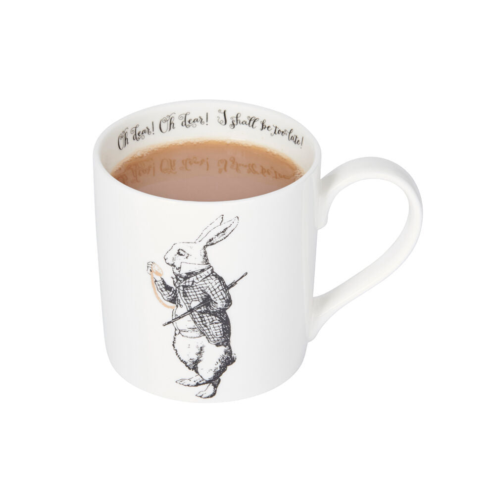 2PK Mikasa x V & A Alice In Wonderland Coffee Drinking Mug White Rabbit 350mL