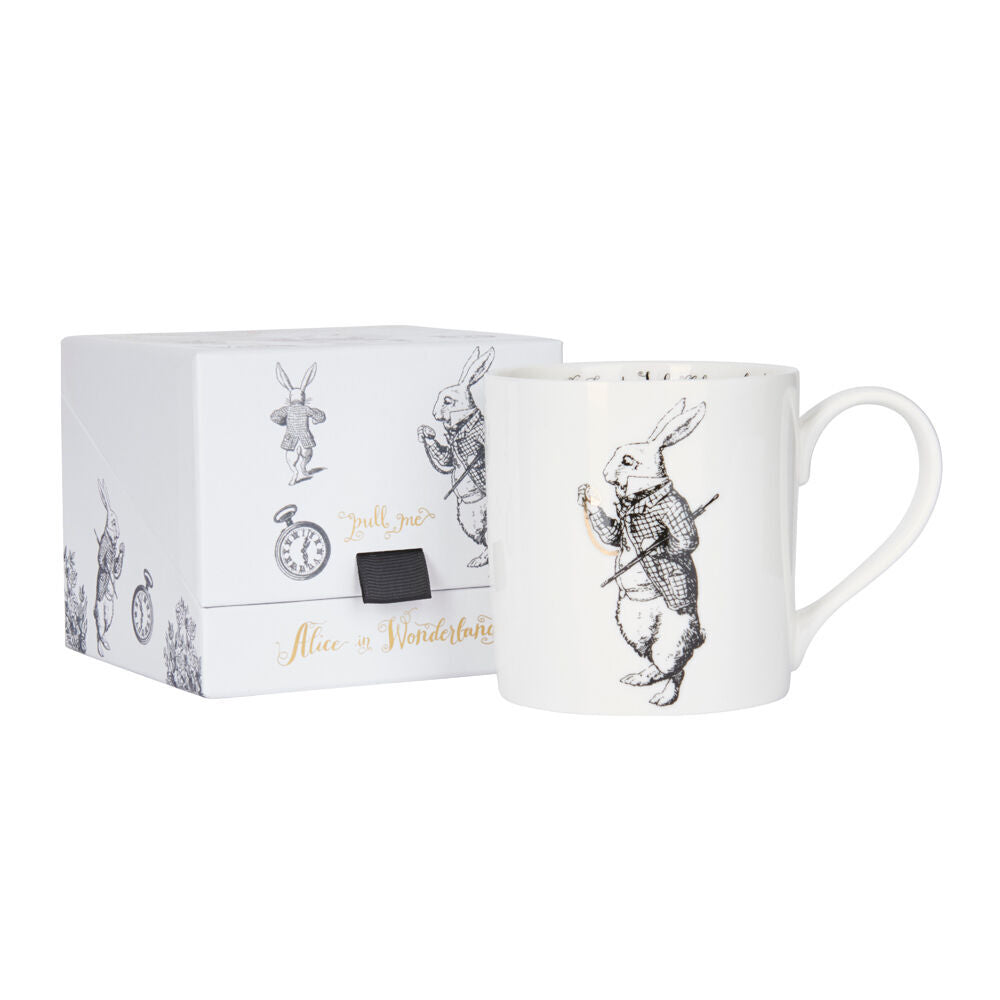 2PK Mikasa x V & A Alice In Wonderland Coffee Drinking Mug White Rabbit 350mL