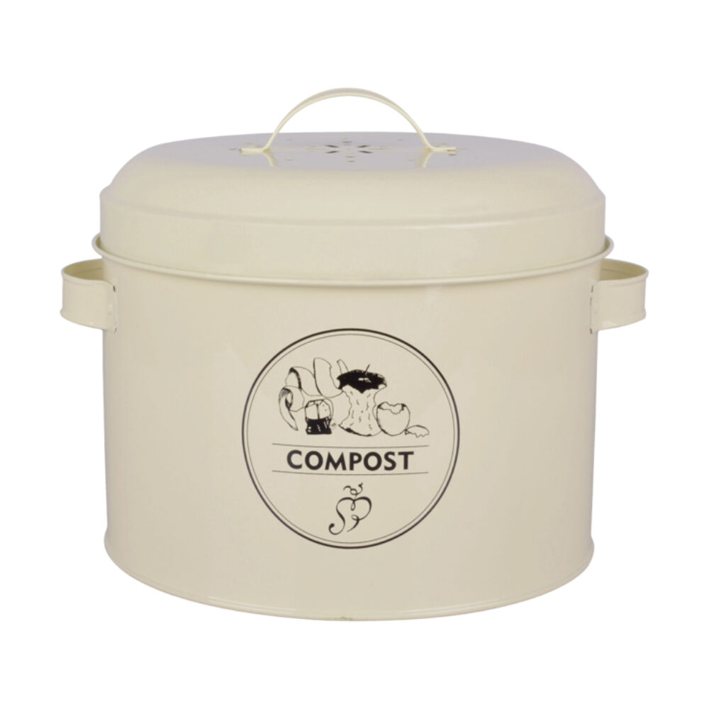 Esschert Design Compost Tin Container 27.5cm Cream