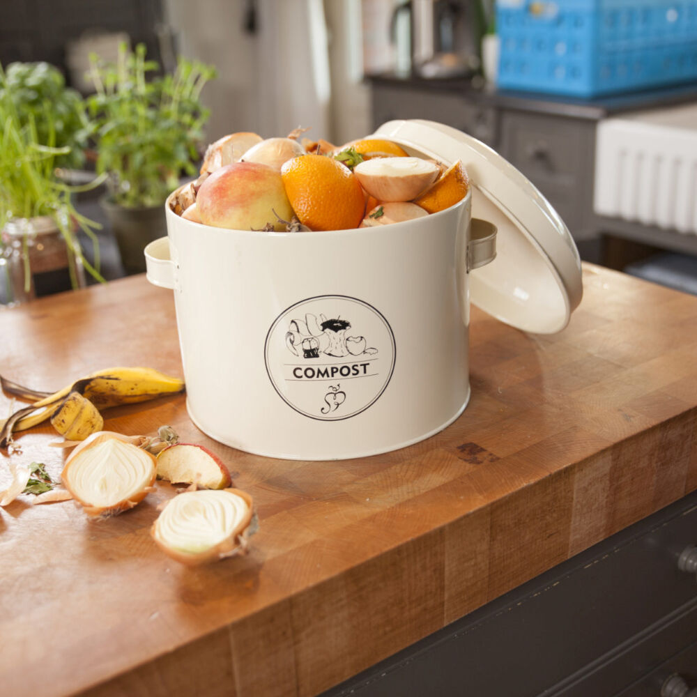 Esschert Design Compost Tin Container 27.5cm Cream