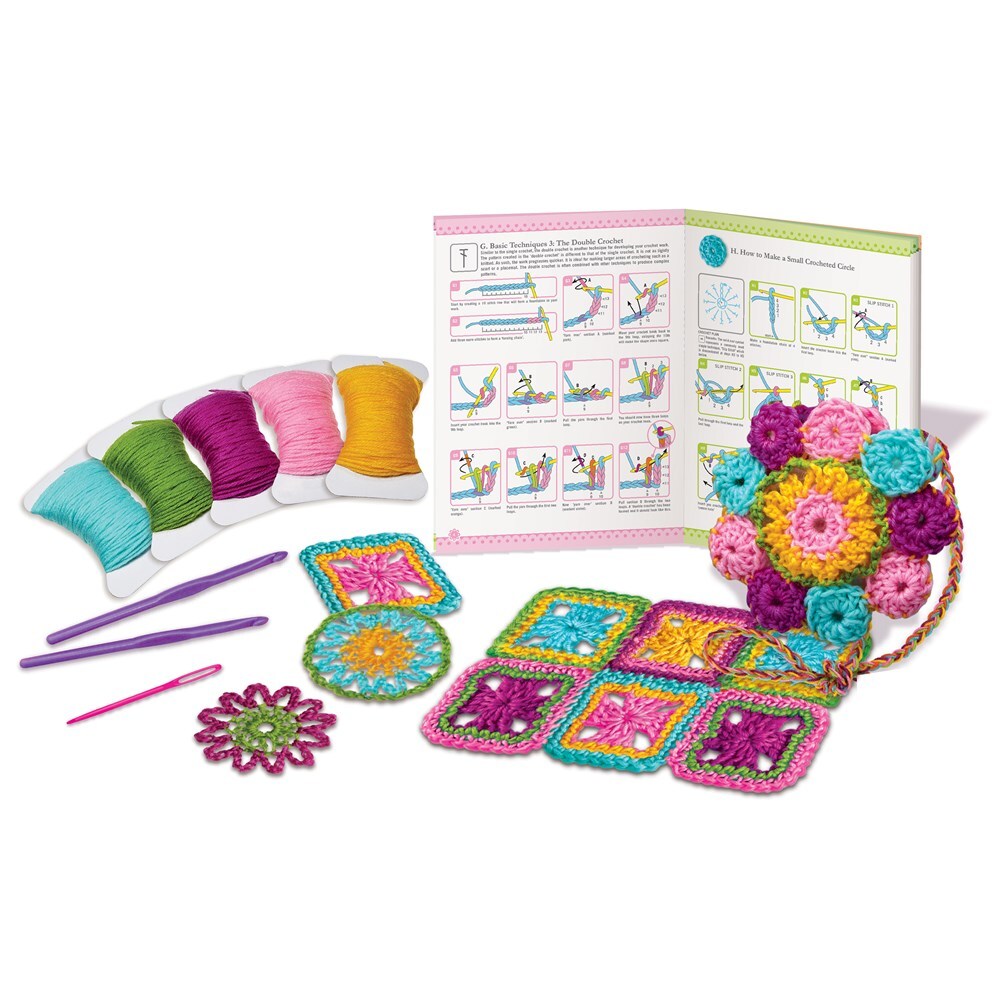 4M Easy-To-Do Crochet Art Kit Kids DIY Craft Beginners Fun 8y+