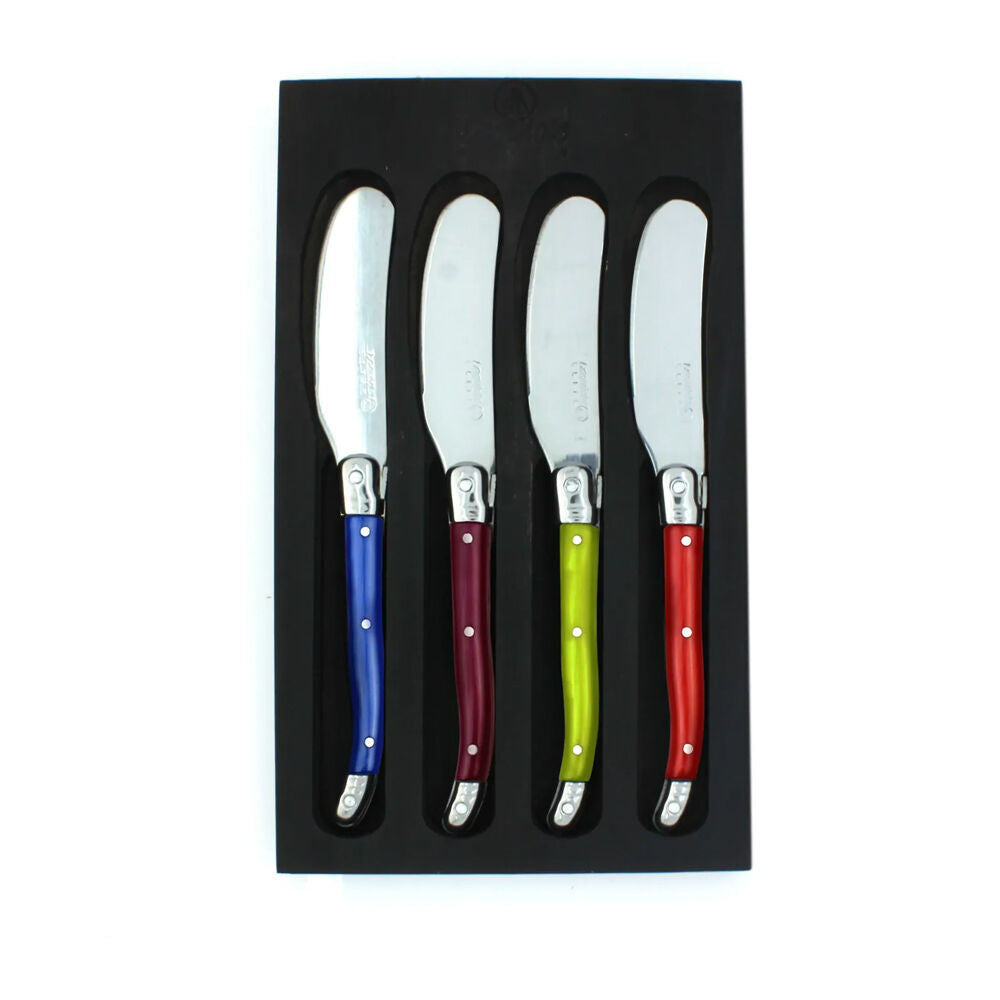 4x 4pc Laguiole Elite Pate/Soft Cheese Knife Set Multicoloured Pearl Effect
