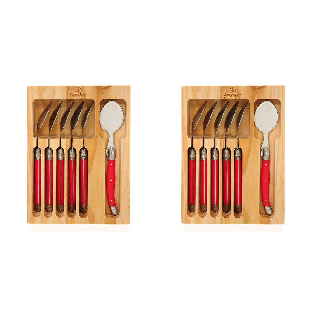 2x 6pc Laguiole Elite Dinner Spoon Kitchen Cutlery Set Stainless Steel Red
