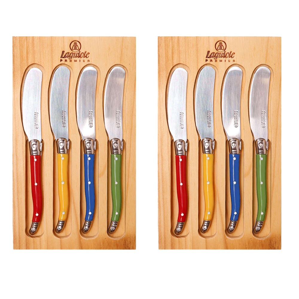 2PK Laguiole Elite Pate/Soft Cheese Knife Set Dinner Accessory Multicoloured