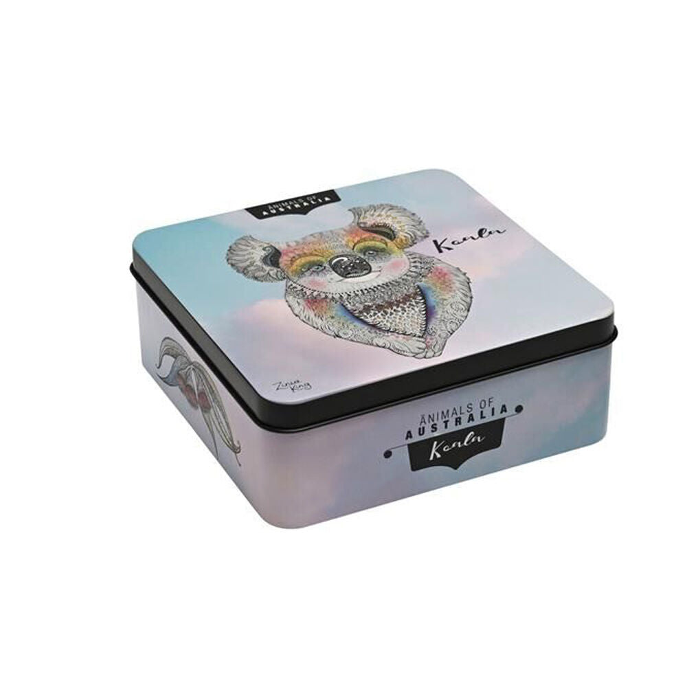 2PK Banksia Red Koala Decorative Tin w/Lemon Myrtle Butter Finger Biscuits 150g