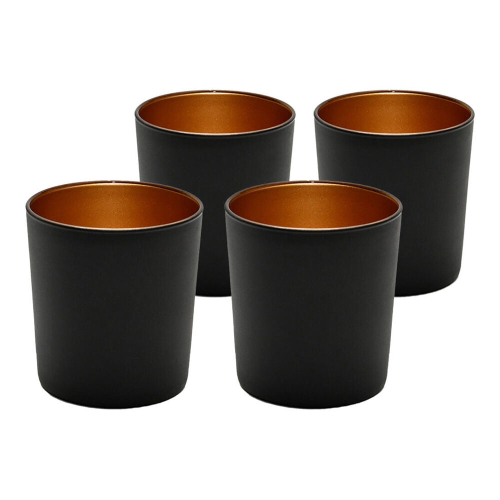 2x 4pc Art Craft Luna Metal Tumbler Glass Set Contemporary Design 380ml Black/Gold