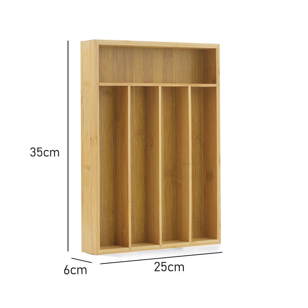 St. Clare Cutlery Tray 5 Compartment Bamboo Organiser Kitchen Accessory 35cm