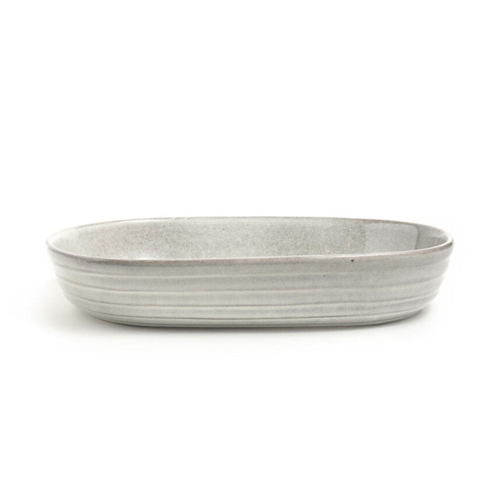 Lunde Ceramic Oval Baker Kitchen Accessory Dishwasher Safe 36x26cm Reactive Grey