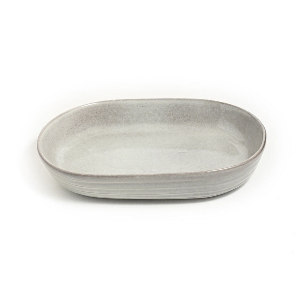 Lunde Ceramic Oval Baker Kitchen Accessory Dishwasher Safe 36x26cm Reactive Grey