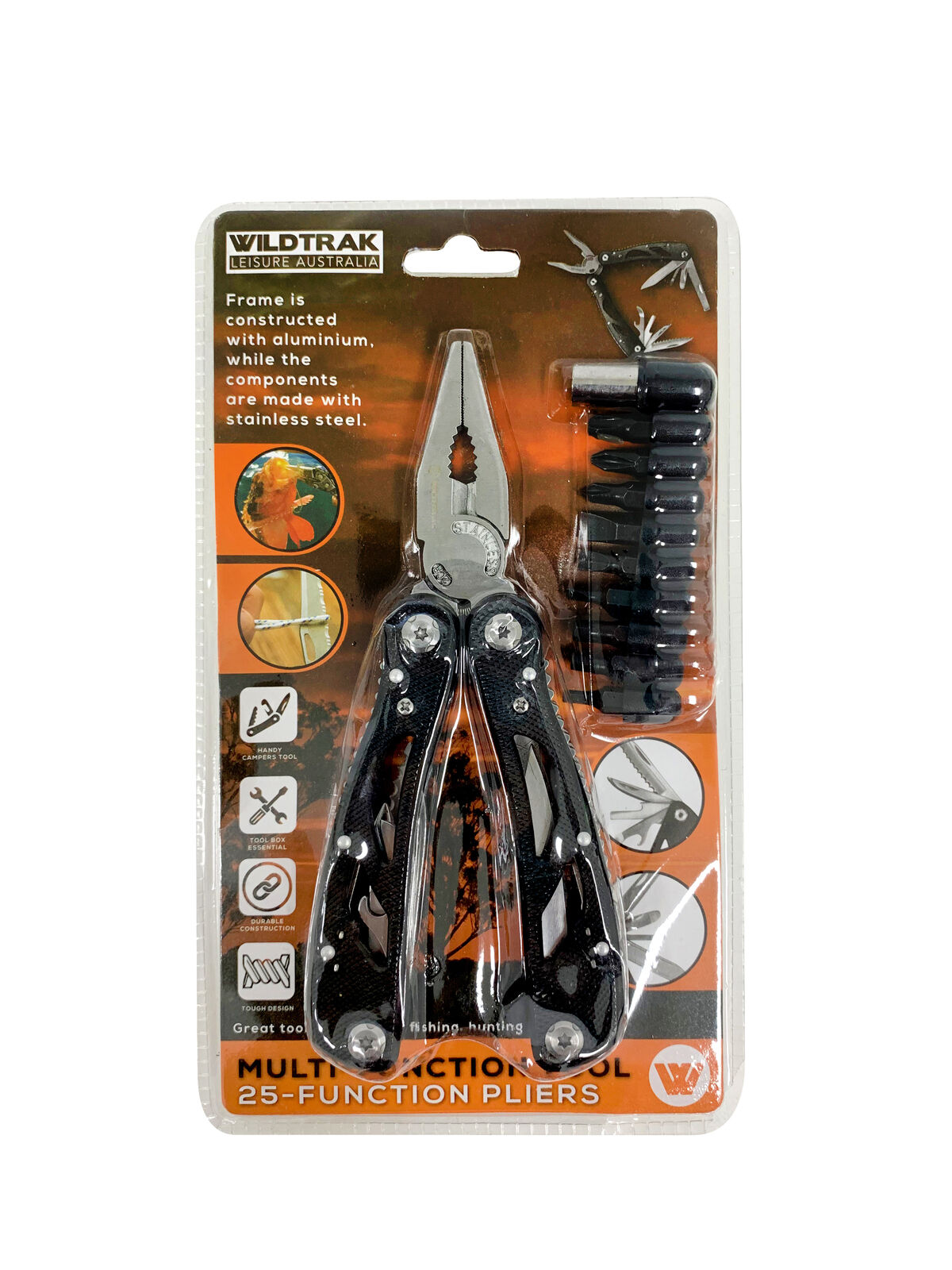 Wildtrak 25-in-1 Aluminium Multi-Tool Pliers - Black