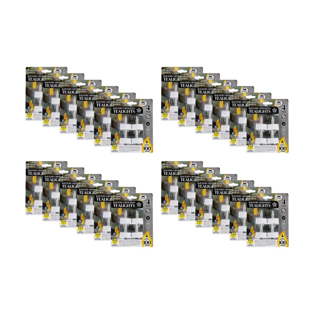 24x 4pc Divine Living Battery Operated Tealights Candles Warm White Small