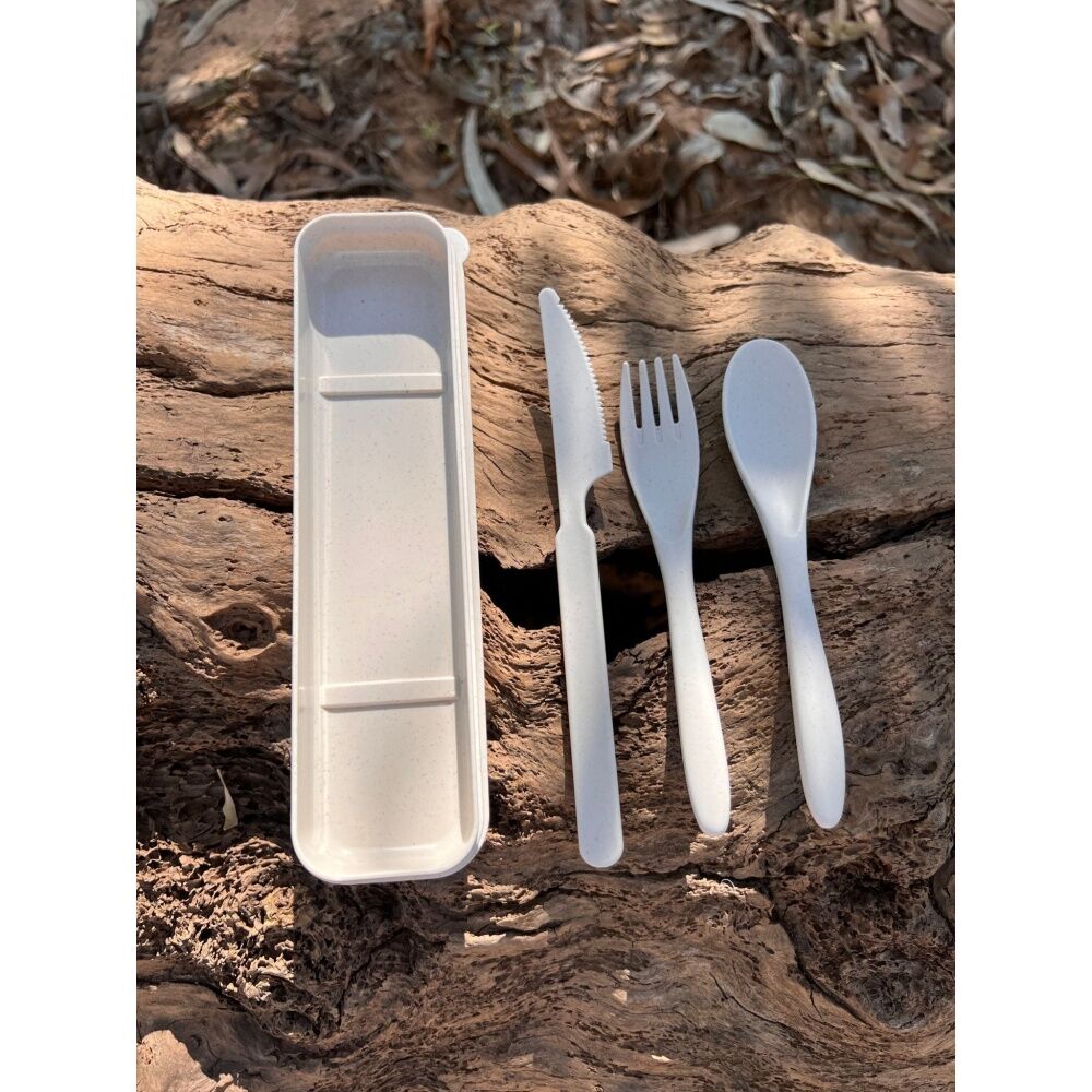 6x 4pc Wildtrak Wheat Straw Tableware Set Assorted Outdoor Camping