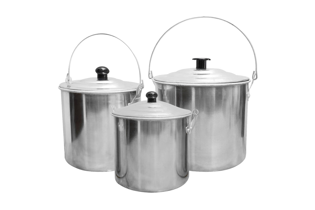 3pc Wildtrak Aluminium 1.45/1.65/2.65L Billy Can Set - Silver