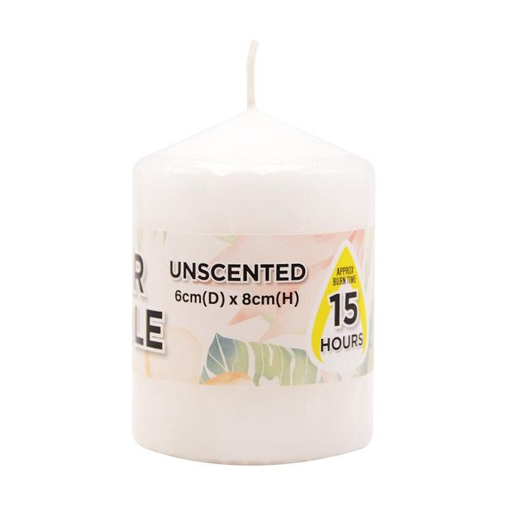24PK Divine Living Wax Pillar Church Decorative Candle 6x8cm White