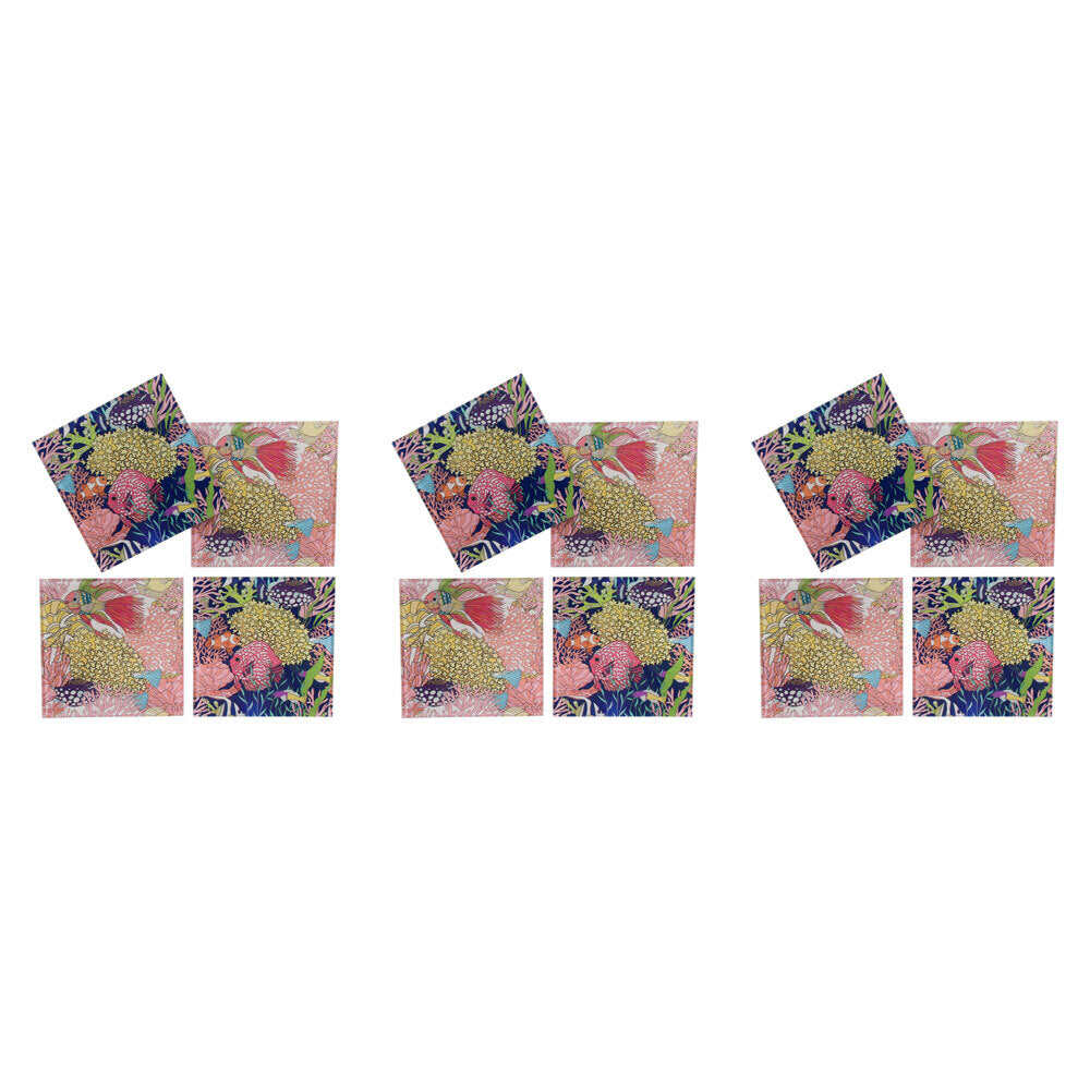 3PK 4pc LVD Reef Crab Glass Coaster Mat Square 17x12cm