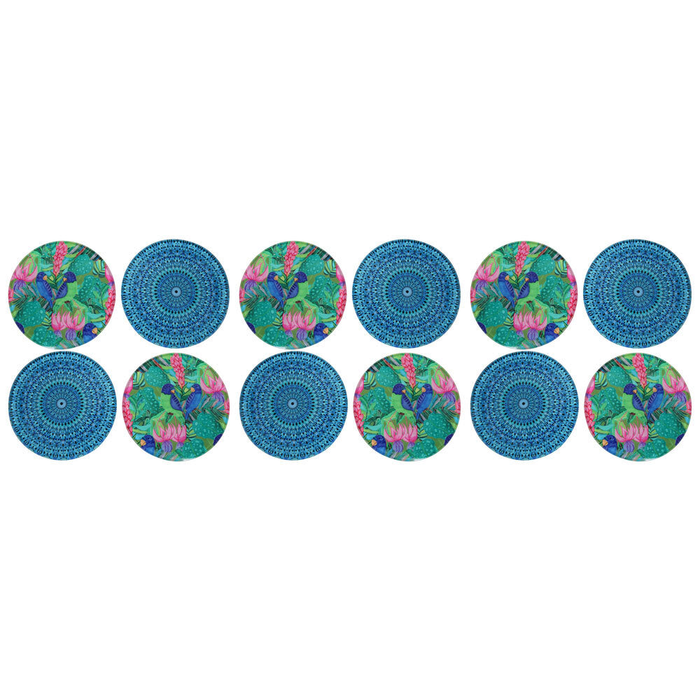 3PK 4pc LVD Rio Glass Coaster Mat Drink Pad Round 17x12cm