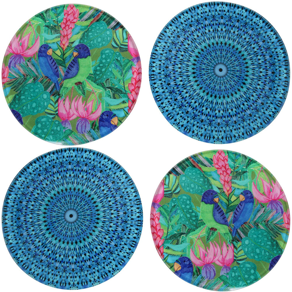 3PK 4pc LVD Rio Glass Coaster Mat Drink Pad Round 17x12cm
