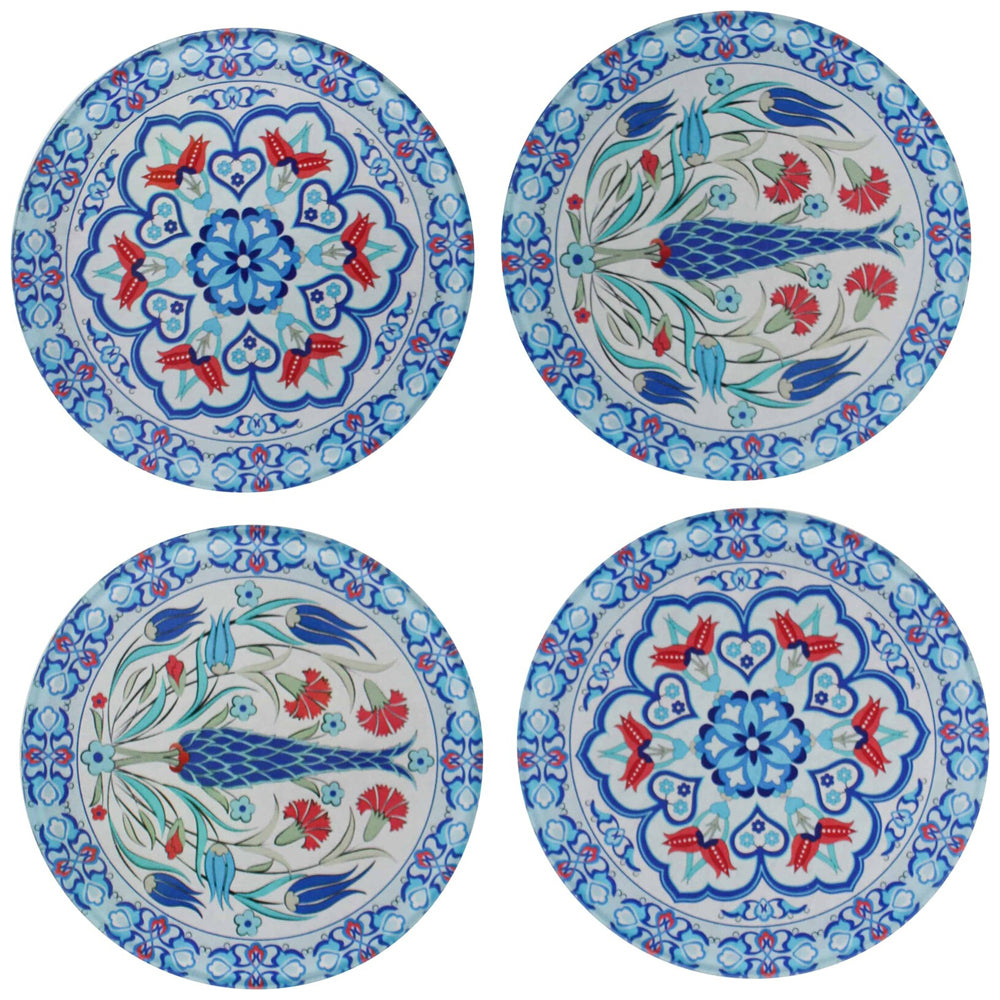 2x 4pc LVD Glass Coaster Turkish Delight Home/Kitchen Decor 9cm Round