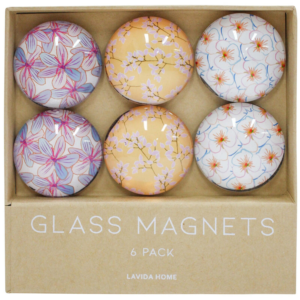 6pc LVD Spring Glass 11.5cm Fridge Magnet Home Decor Round Set