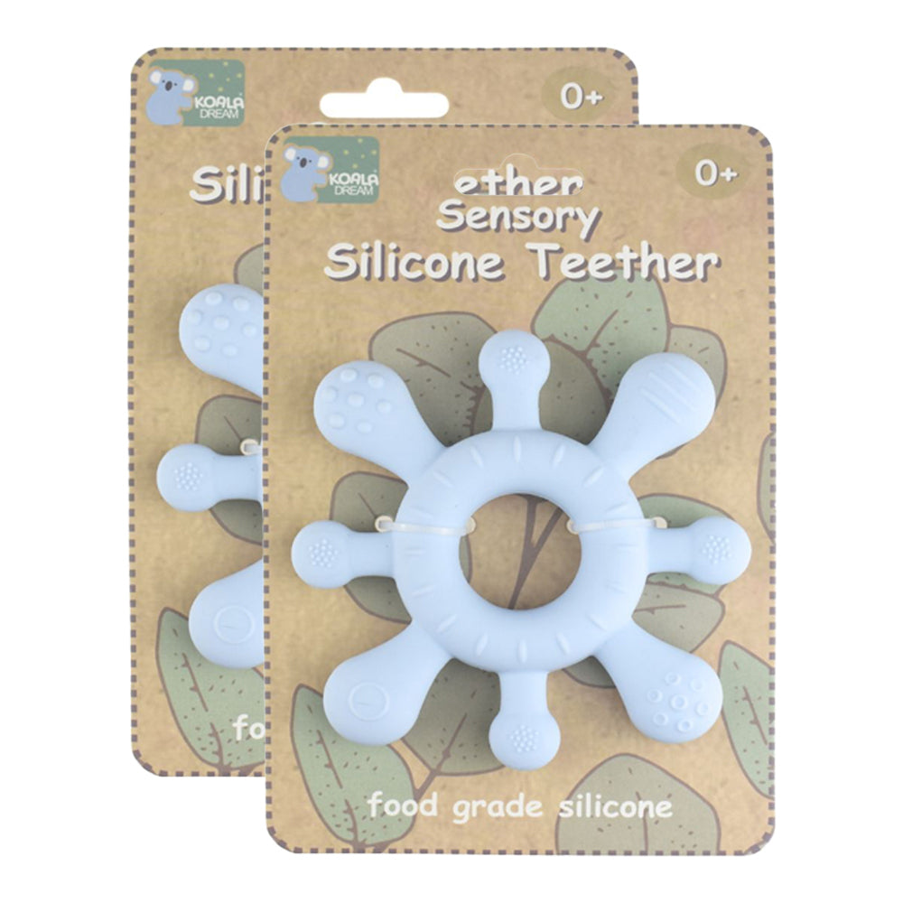 2PK Koala Dream Sensory Silicone Splash Baby/Toddler Chew Teether Blue 0m+