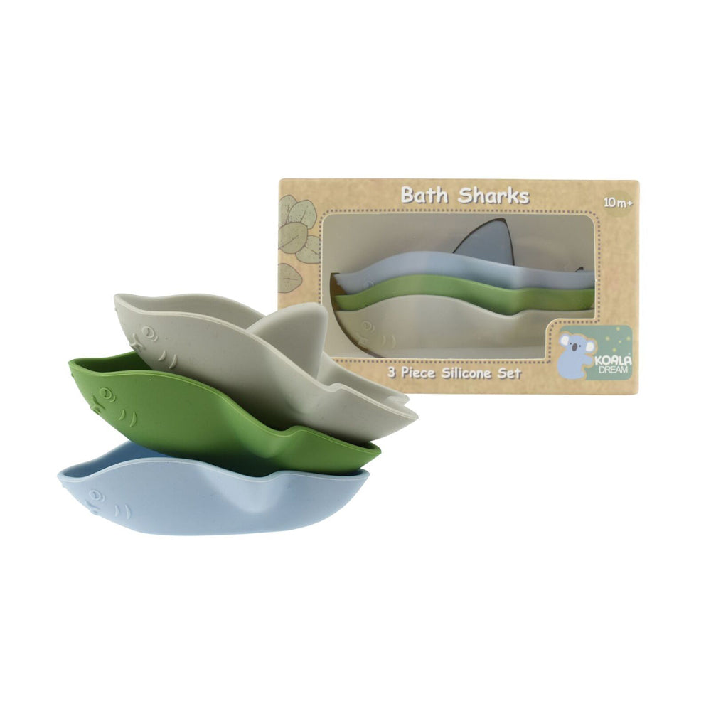 3pc Koala Dream Bath Sharks Silicone Baby/Toddler Toy Set Blue/Green 10m+