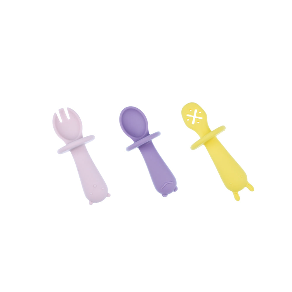 9pc Koala Dream Silicone Animal Sensory Spoons - Pink Yellow 0y+