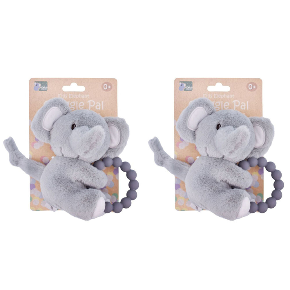 2PK Koala Dream Snuggle Pal Ellis Elephant With Silicone Teething Ring Grey