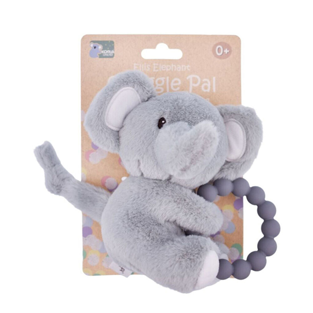 2PK Koala Dream Snuggle Pal Ellis Elephant With Silicone Teething Ring Grey