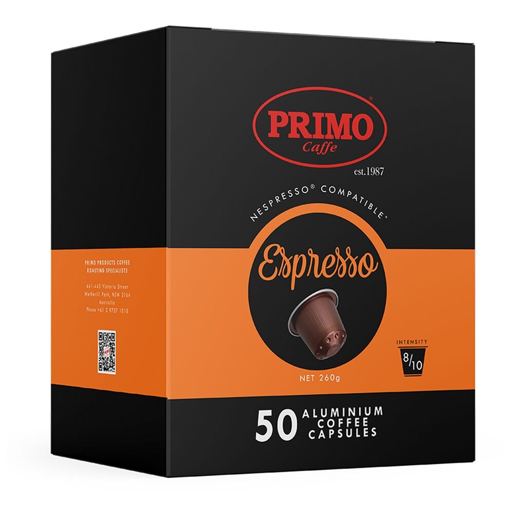 4x 50PK Primo Caffe Coffee Pods Nespresso Compatible Strong Espresso Intensity 8