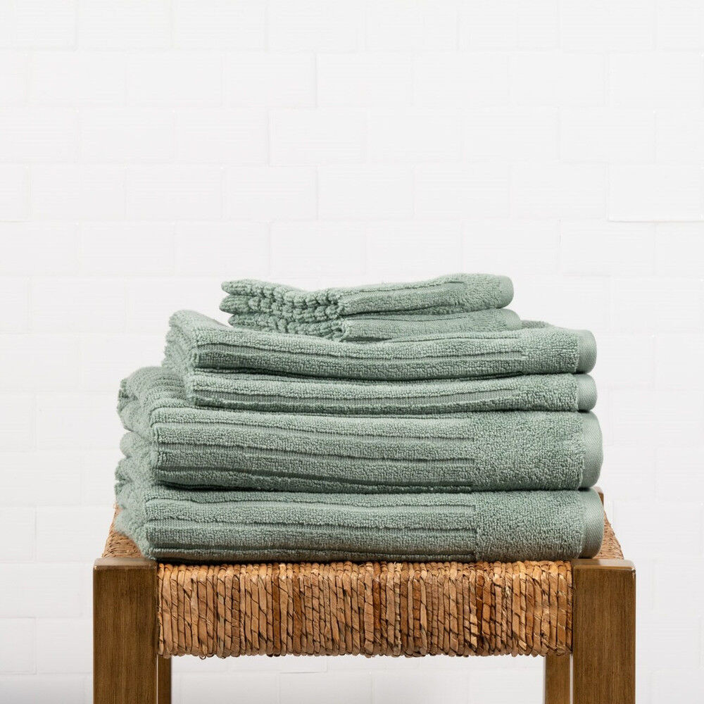 6pc Canningvale Caressa Bath/Hand/Face Washers Towel Set - Sage