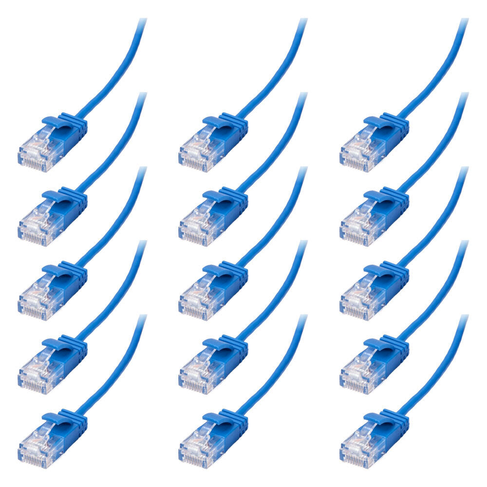 15PK Connect Cable Ultra Slim Male CAT6 Network Ethernet Cable 2m - Blue