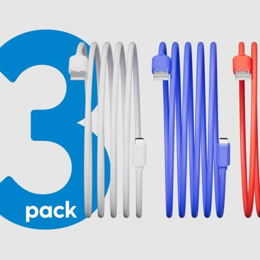 3PK 3PK Connect Cable Multicolour Micro-USB to USB 2.0 Connector Cable 2m