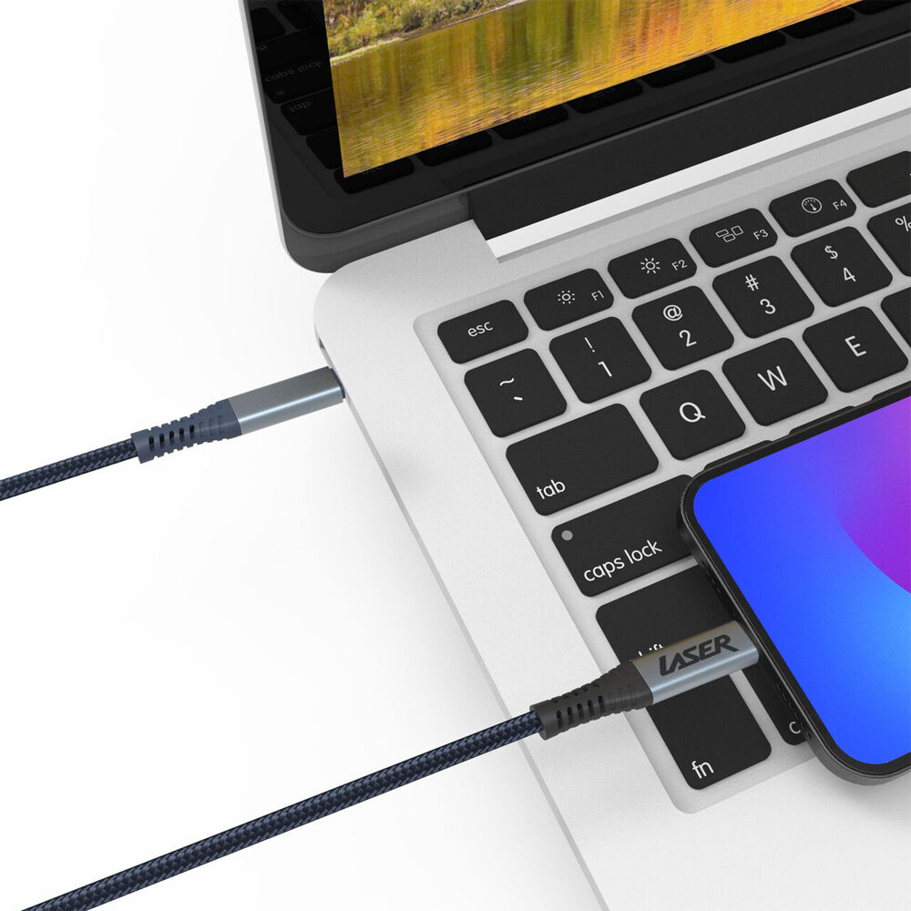 Laser 1m USB-C to C 100W Braided Charging Cable for Samsung & iPhone 16