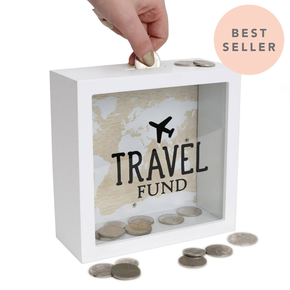 2PK Splosh Travel Fund Wood Change Box 18x18cm Square - White