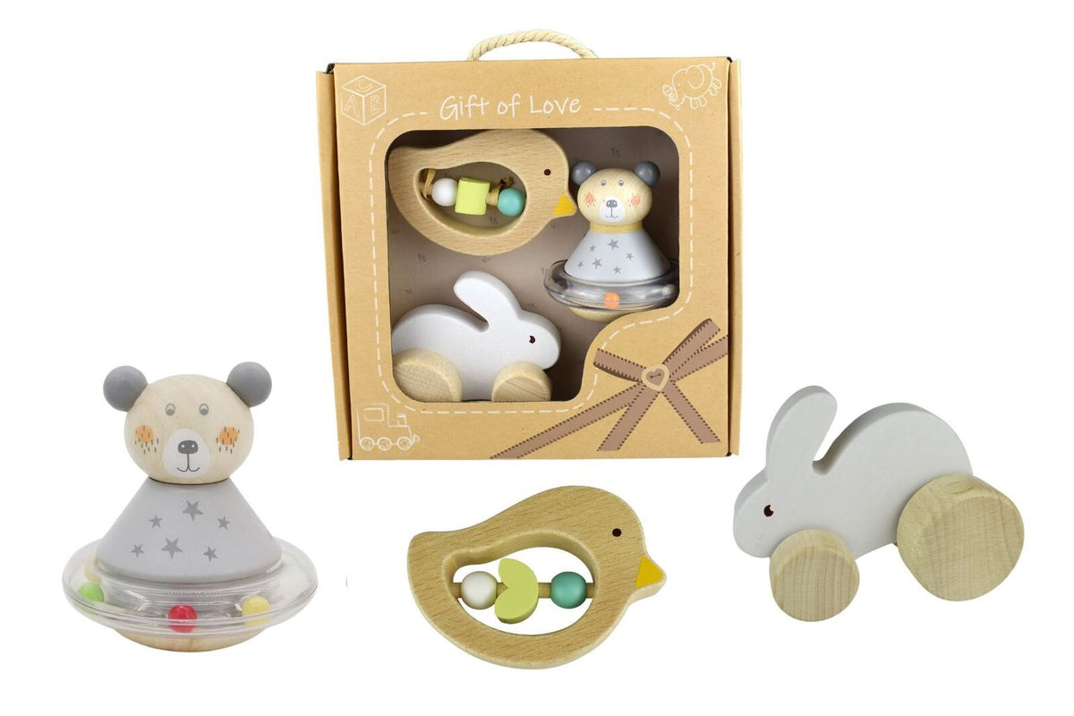 Kaper Kidz Calm & Breezy Baby Gift Set Bunny Bird Bear 3Pcs