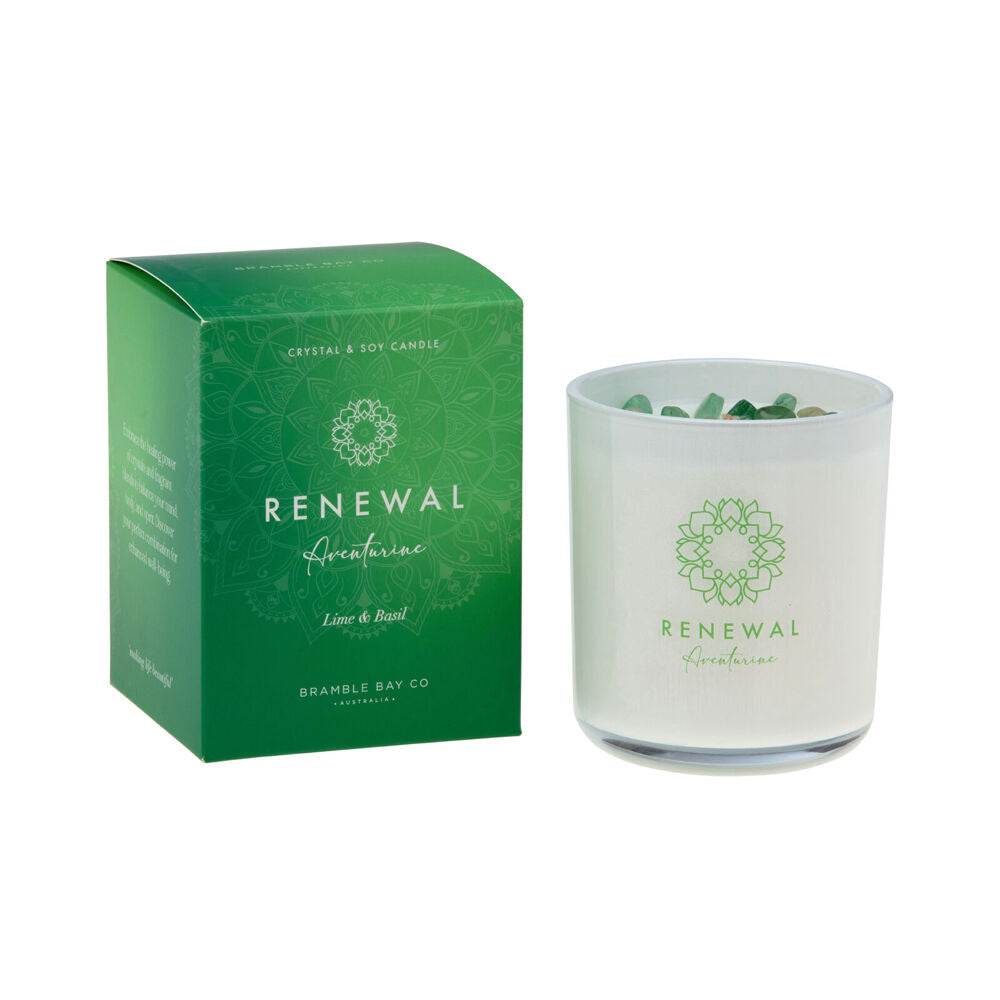 Bramble Bay Crystal Boho Aventurine Renewal Candle Lime & Basil 300g