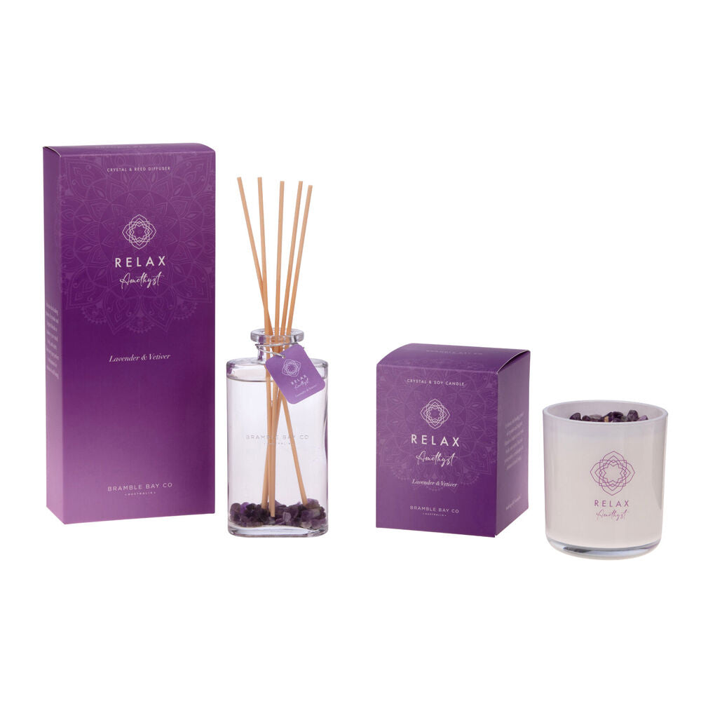 Bramble Bay Diffuser Crystal Boho Relax Amethyst Lavender & Vetiver 150ml