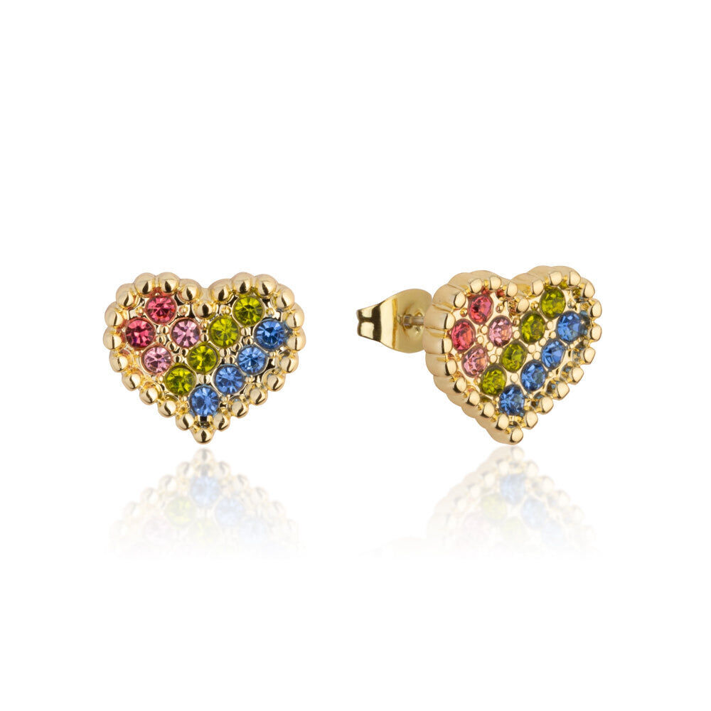 Care Bears Rainbow Heart Stud Earrings - Stainless Steel - Gold