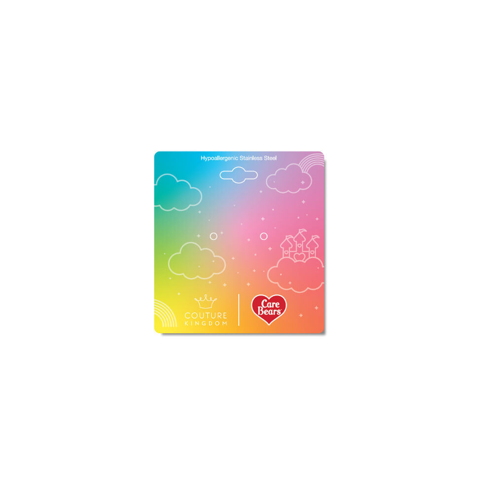 Care Bears Rainbow Heart Stud Earrings - Stainless Steel - Gold