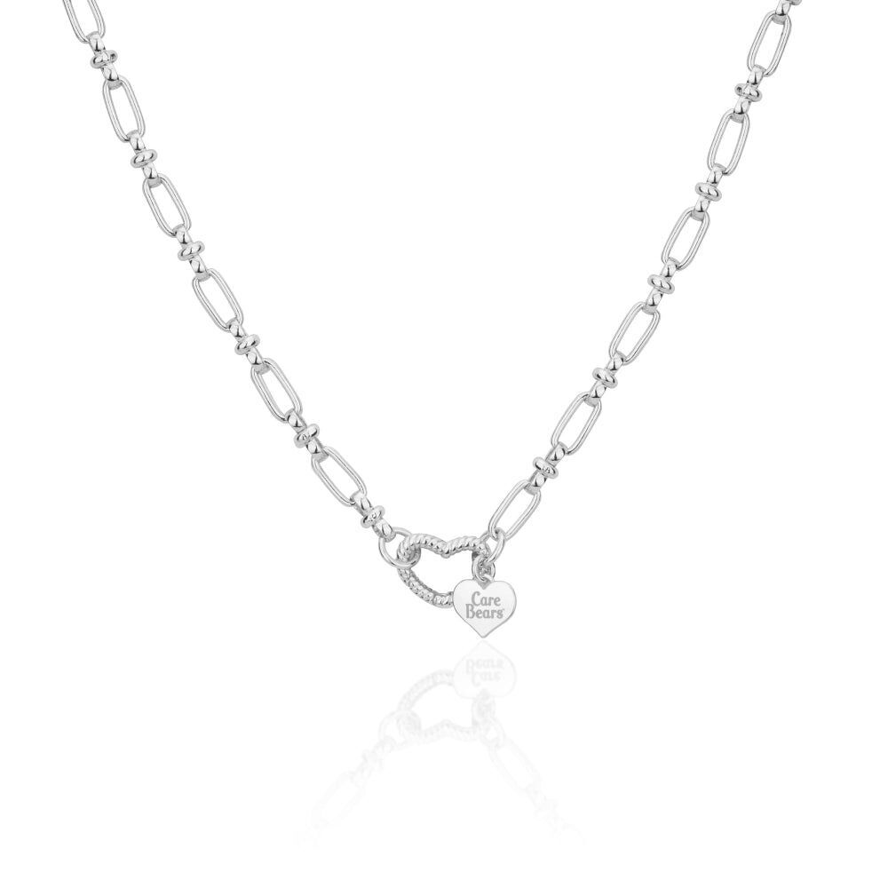 Care Bears Heart Logo Necklace - Gold Plated Brass - Silver