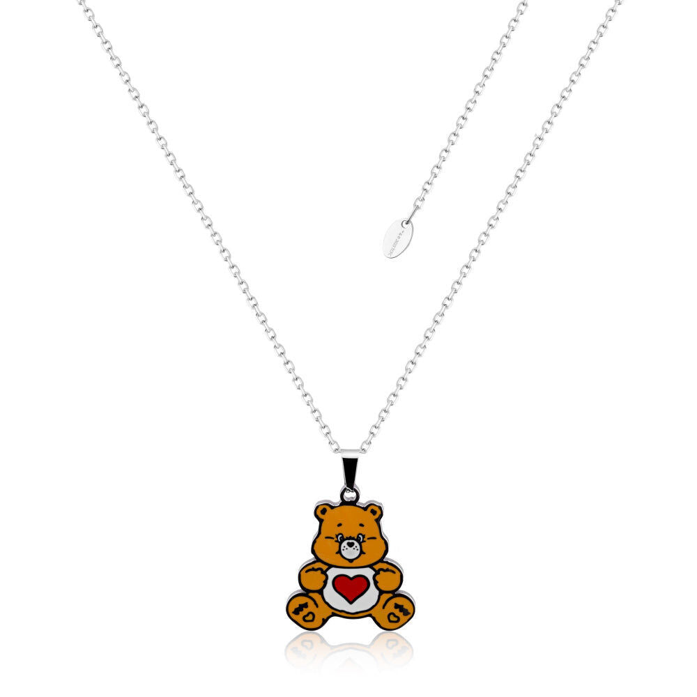 ECC Care Bears Tenderheart Bear Belly Badge Enamel Necklace - Stainless Steel