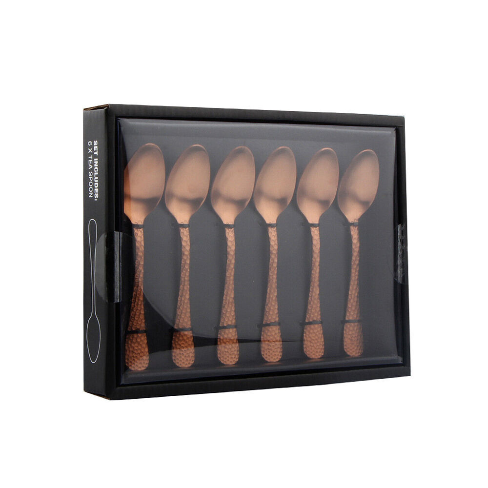 2x 6pc Coffee Culture Satin Copper Stainless Steel Tea Spoon Set 13.5cm