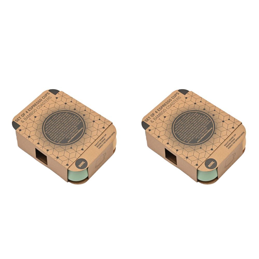 2x 4pc Coffee Culture 90ml Ceramic Espresso Cups w/ Coasters