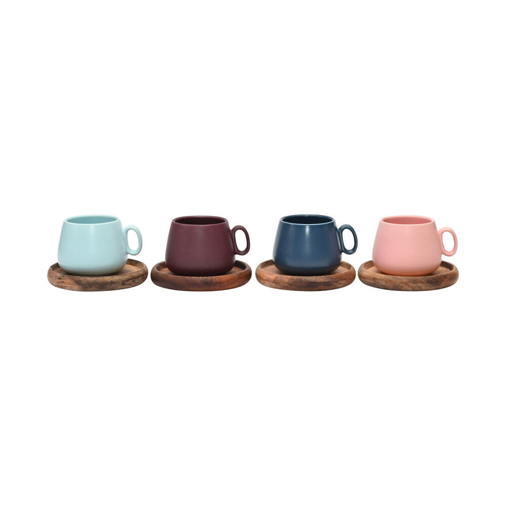 2x 4pc Coffee Culture 90ml Ceramic Espresso Cups w/ Coasters