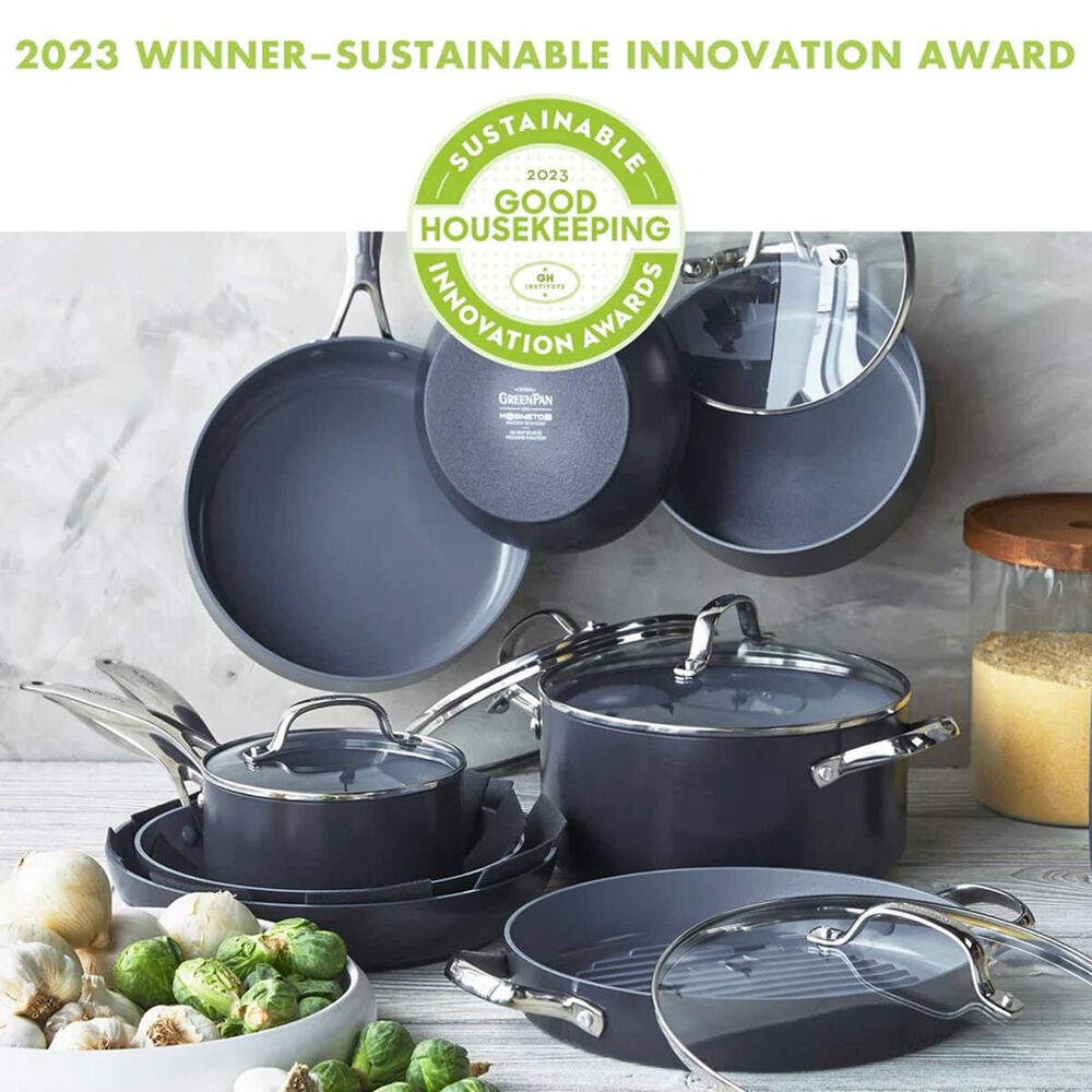 17pc Greenpan Aluminium Valencia Pro Cookware Set Dark Grey