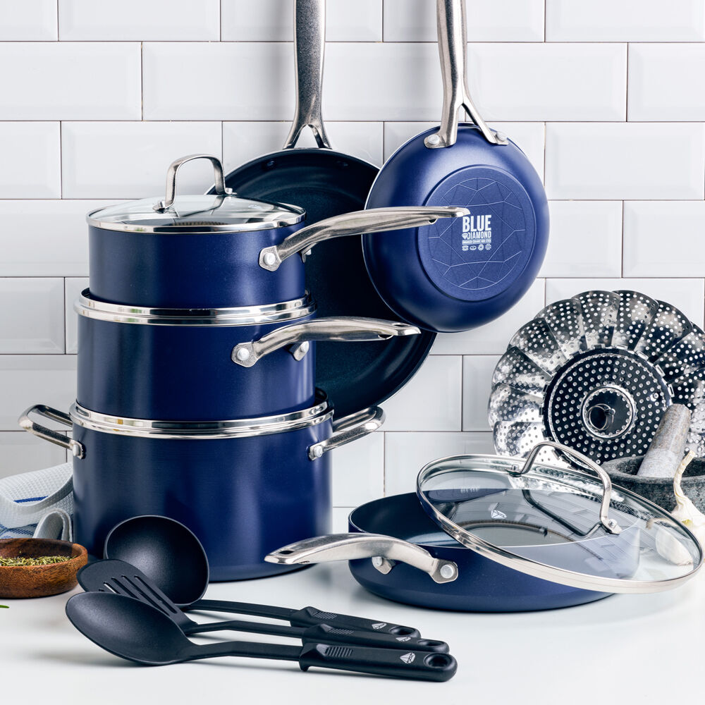 14pc Blue Diamond Classic Aluminium Cookware Set - Dark Blue